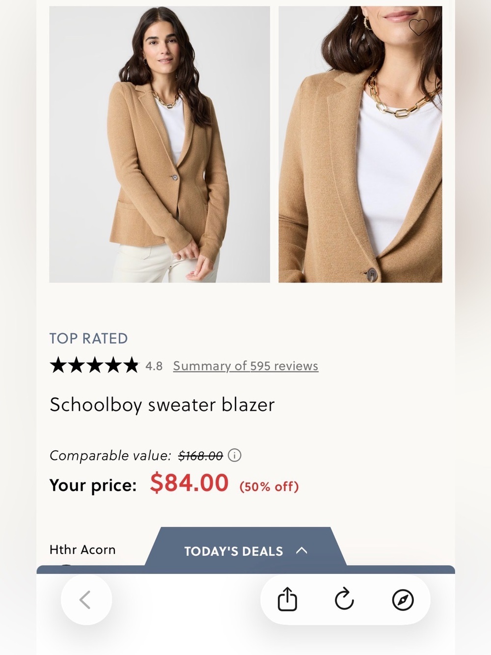 J. Crew Camel Knit Single-Button Blazer $84 on website